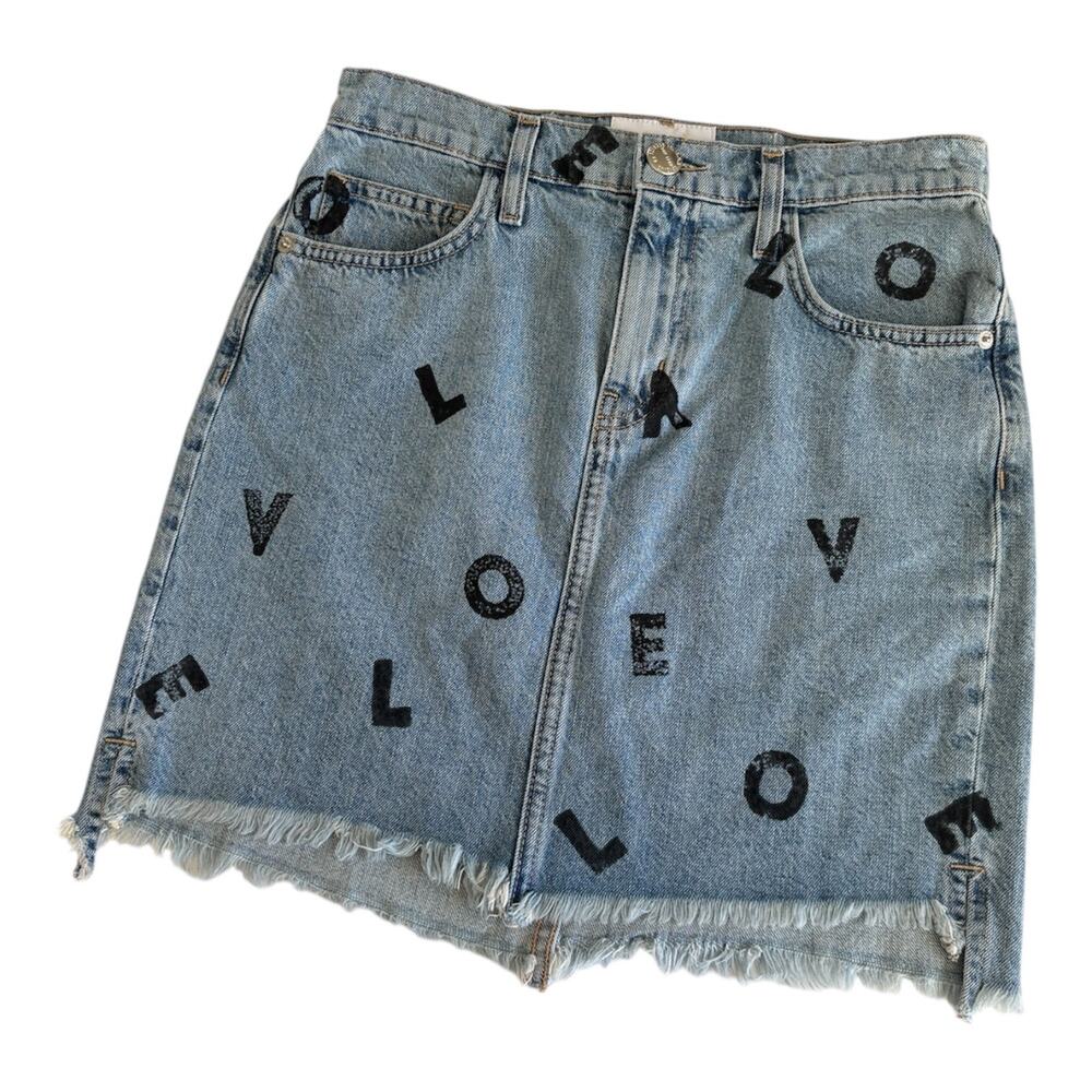 Current/Elliott Anthropologie Love Letters Blue and Black Denim Skirt Women’s 26